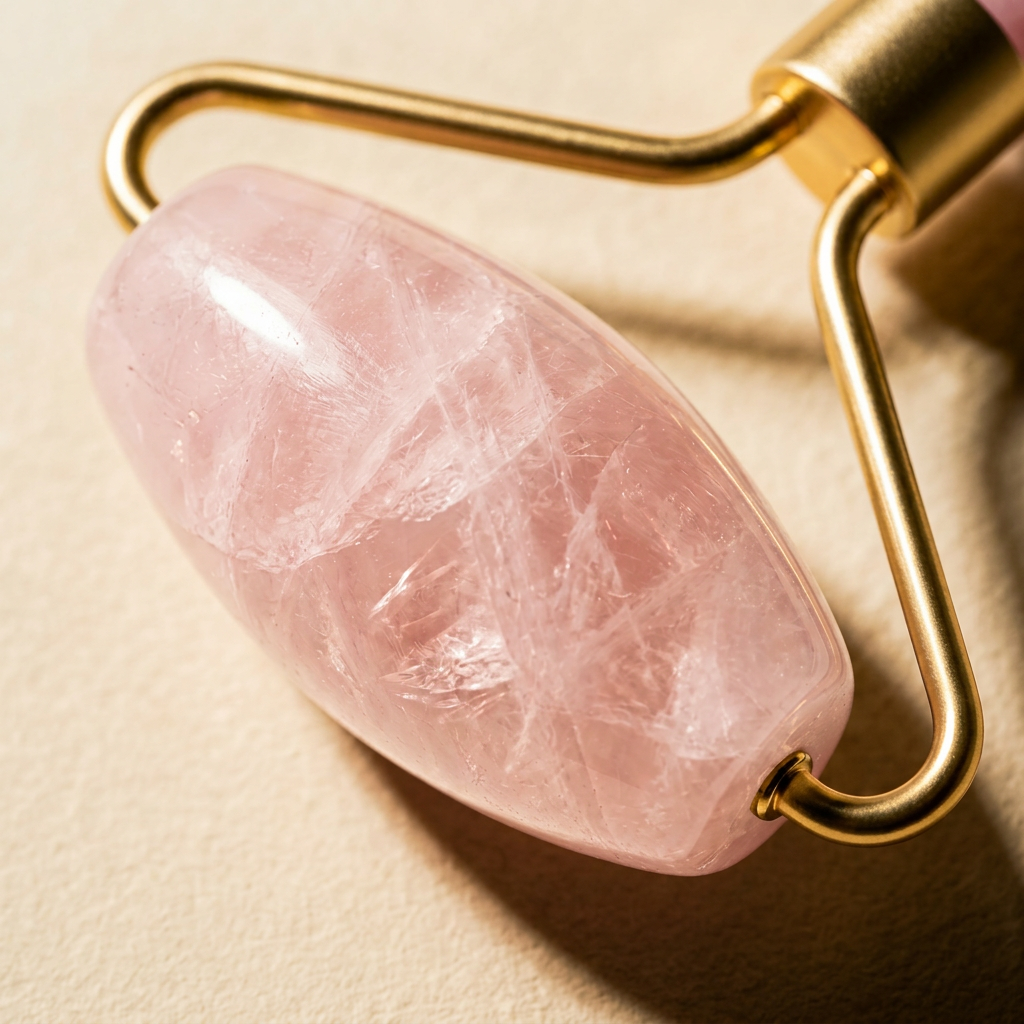 Close-up of the rose quartz crystal