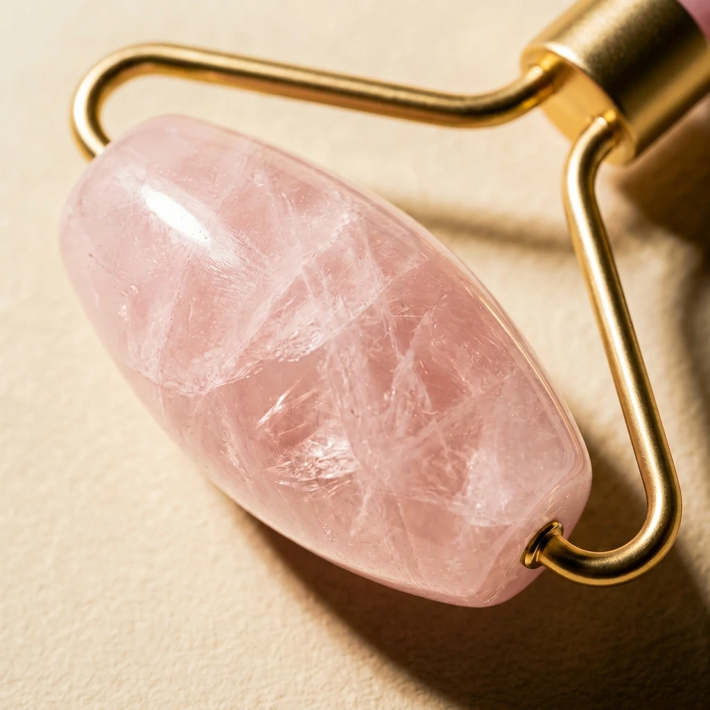 Close-up of the rose quartz crystal
